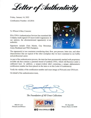 Miniatura 3 de C oldplay firmado cubierta de CD certificado auténtico PSA/ADN COA compatible con coldplay