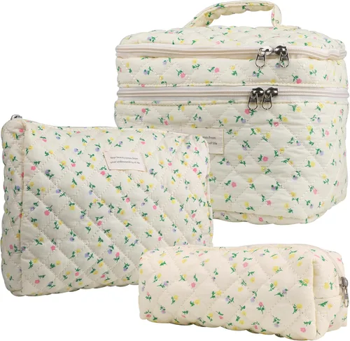 Miniatura 7 de Bolsas de cosméticos para mujer, bonita bolsa de maquillaje floral, organizador de almacenamiento de maquillaje, bolsas de aseo de viaje, bolsas