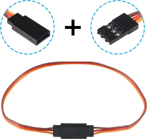 Miniatura 5 de Cable de extensión servo de 25 piezas, 5 tamaños, 3 pines, cable de extensión servo macho a hembra, cable de cable servo RC para control remoto