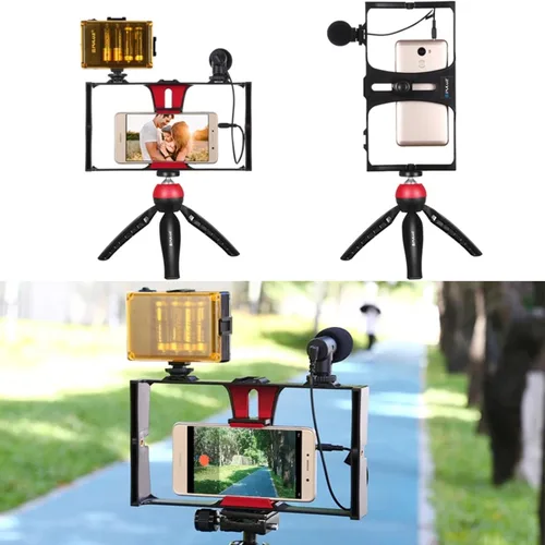 Miniatura 8 de Jaula de video para teléfono inteligente, jaula para cámara de teléfono con múltiples soportes de expansión, soporte de trípode estabilizador