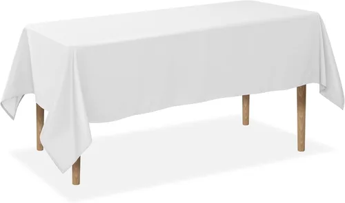 Lann's Linens - Mantel rectangular de tela de poliéster de primera calidad para bodas, banquetes y restaurantes Blanco