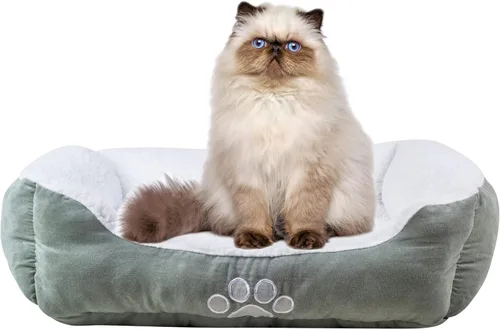 Miniatura 7 de Happycare Textiles - Cama para perro rectangular larga para mascotas con bordado de huella de perro, tamaño mediano, Coffee Café