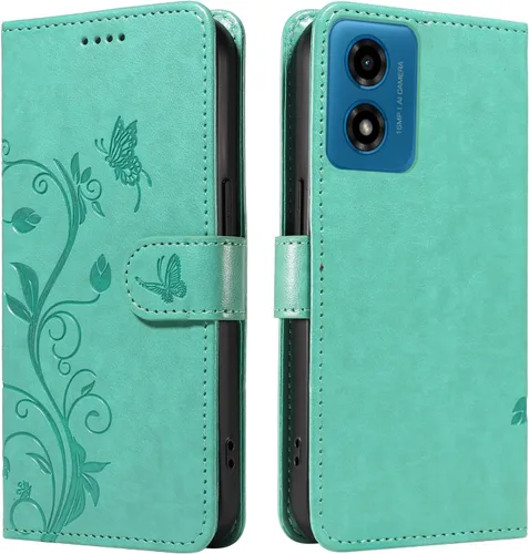 Miniatura 76 de Funda para Motorola Moto E22/E22i, piel sintética, con tarjetero y correa para la muñeca, a prueba de golpes, funda magnética para Motorola Moto Rojo