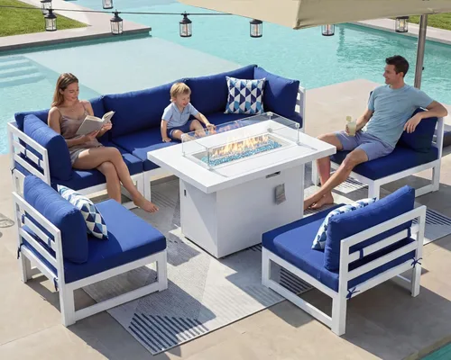 Miniatura 66 de NICESOUL - Juego de 10 muebles de patio extra grandes de aluminio moderno, sofá para exteriores con asiento de 29" de profundidad y ancho, 500 lbs