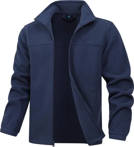 Miniatura 9 de Chaqueta UTWGN de forro polar suave para hombre con bolsillos, ligera, para exterior, de recreación, con cremallera completa