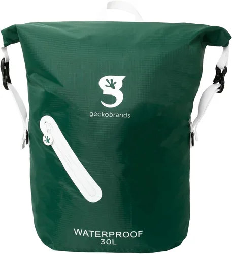 geckobrands Mochila impermeable ligera de 30 L - Bolsa ligera impermeable para exteriores, senderismo, viajes, actividades acuáticas ligeras Verde