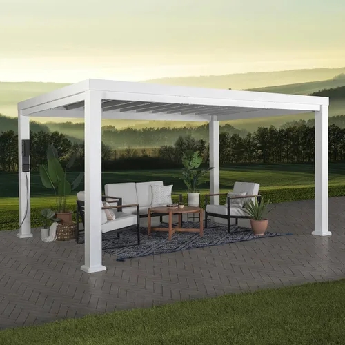 Miniatura 10 de Backyard Discovery Windham - Kit moderno de pérgola de acero galvanizado de 14 x 10 pies con toldo tipo vela, durabilidad para todas las estaciones