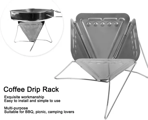 Miniatura 4 de Gotero de café plegable, estante de goteo de café de acero inoxidable portátil para estufa de café gotero de café, filtro de filtro para viajes