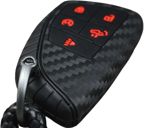 Miniatura 6 de Cubierta de llave de 5 botones de carbono y silicona para Chevrolet Silverado 1500 2500 Equinox RS y GMC Sierra y Buick Envision 2021 2022 2023 2024