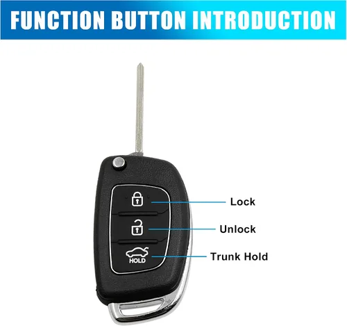 Miniatura 3 de uxcell 3 Botones Flip Plegable Sin Cortar Llave Shell Control Remoto Fob Clicker Caso Reemplazo Para Hyundai Santa Fe 2013 2015