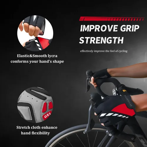 Miniatura 4 de Guantes de ciclismo, guantes de ciclismo acolchados de gel para hombres, antideslizantes, absorben los golpes, ligeros y transpirables, diseño