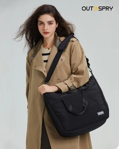 Miniatura 7 de Bolsa de mano para mujer con cremallera, bolsa de mano grande acolchada de 14 pulgadas para laptop con funda para carrito