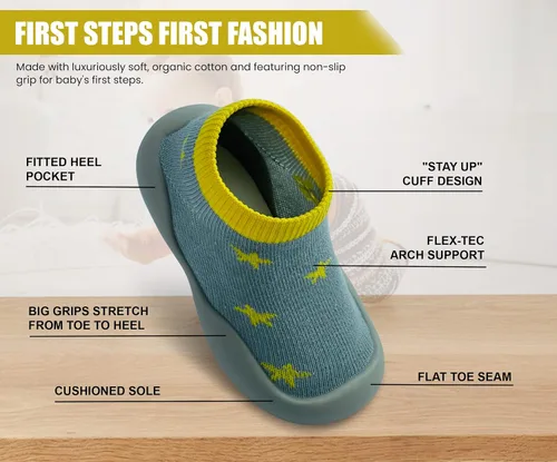Miniatura 4 de Zapatos de bebé para niños y niñas, zapatos de primera caminata, antideslizantes, suela suave, zapatos de calcetín para bebés