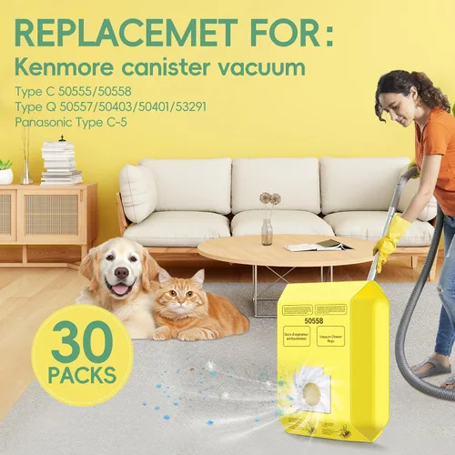 Miniatura 2 de Paquete de 30 bolsas para aspiradora Kenmore tipo C/Q 5055 50555 50557 50558 y Pana·sonic tipo C-5 C-18, serie 200, serie 400, serie 600, serie 700