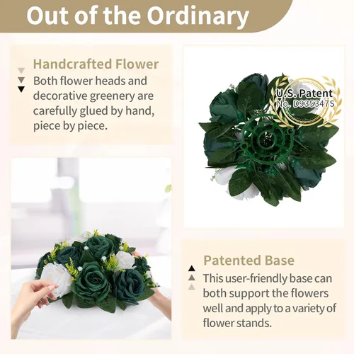 Miniatura 73 de NUPTIO Centros de mesa de flores para mesas de boda: arreglo de bolas de flores artificiales rosa y blanco para bodas, fiestas, 2 piezas de rosas