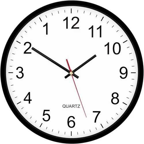 Miniatura 11 de Foxtop 2 Pack Reloj de pared negro de 12 pulgadas, silencioso, sin tictac, de cuarzo, funciona con pilas, analógico, redondo, para aula, escuela