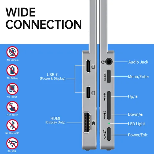 Miniatura 6 de VisionOwl Monitor portátil de 15.6 pulgadas 1080P FHD 85% sRGB segunda pantalla, USB-C HDMI HDR FreeSync Monitor de viaje para laptop, PC, MacBook