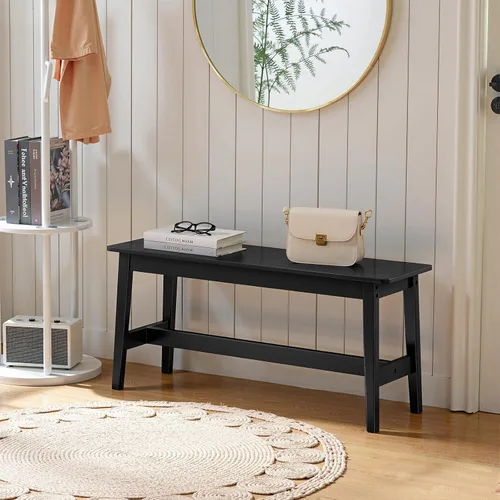 Miniatura 9 de HOOBRO Banco de comedor de bambú de 39.3 pulgadas, banco de mesa de cocina de granja, muebles de cocina y sala de estar, fácil de montar, resistente