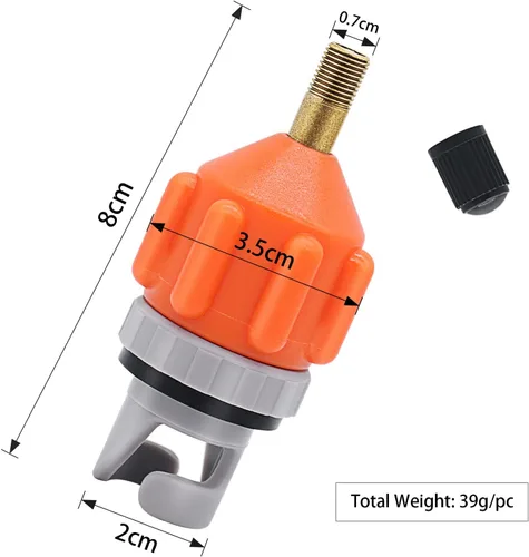 Miniatura 5 de Paquete de 2 adaptadores inflables de bomba de tabla de remo (SUP), adaptador universal estándar Schrader de válvula de aire, convertidor de Naranja