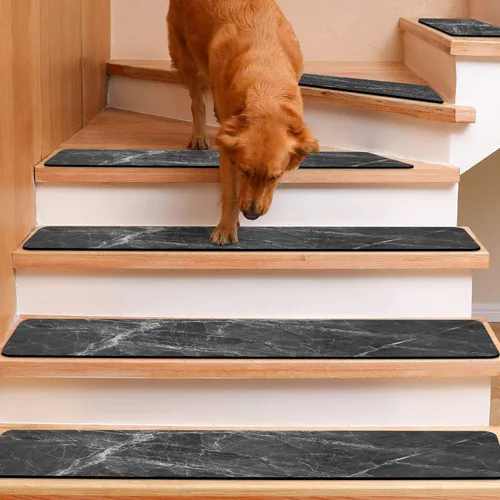 Miniatura 8 de GOYLSER - Alfombra antideslizante para peldaños de goma, juego de 15, almohadillas para escalones de 30 x 8 pulgadas para escalones de madera