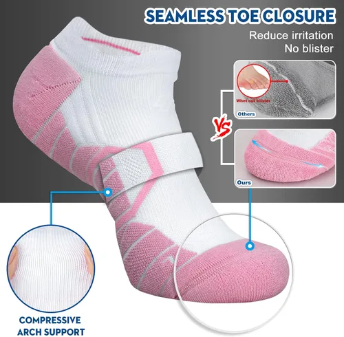 Miniatura 2 de Hylaea Calcetines deportivos para correr, acolchados, absorben la humedad, corte bajo