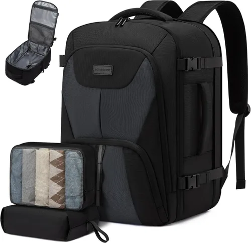 Miniatura 18 de LOVEVOOK Peersonal - Mochila de viaje extra grande de 40 L, bolsa de artículos Peersonal aprobada por vuelo, resistente al agua, mochila de 17 Azul