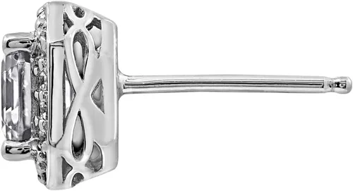 Miniatura 2 de Amazon Essentials Aretes de plata de ley chapados en platino o oro con circonita cúbica de elementos infinitos de corte Asscher