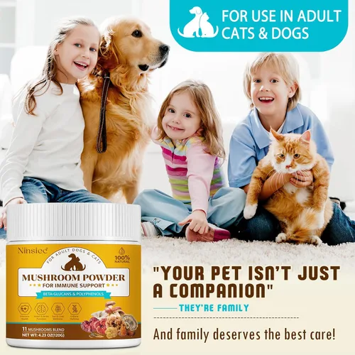 Miniatura 7 de Suplemento orgánico de hongos en polvo para perros y gatos - Complejo de 11 hongos con cola de pavo, reishi y cordyceps, apoya el lipoma, el alivio