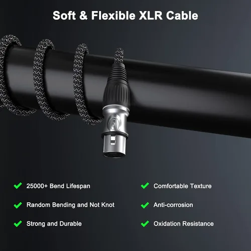 Miniatura 6 de GeoHN.G Cable de micrófono XLR de 16.4 pies/16.4 ft, cable de micrófono equilibrado de 3 pines XLR macho a hembra, cable de altavoz trenzado