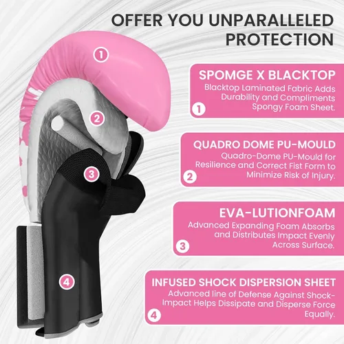 Miniatura 3 de FINGER TEN Guantes de boxeo para mujeres, para entrenamiento de boxeo profesional, saco pesado, artes marciales mixtas, sparring, kickboxing