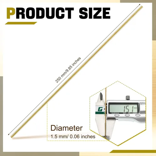 Miniatura 2 de Moxweyeni 40 piezas de varillas de latón 1.5 mm 2 mm de latón para soldadura y brasado de aleación de cobre sólido para manualidades DIY, punzones