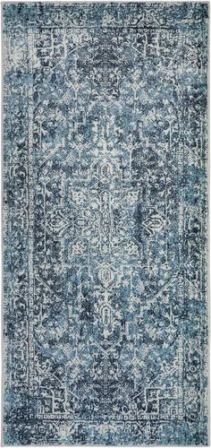 Miniatura 7 de Morebes Alfombra Bohemia Azul para Baño 2x4.3 pies, Alfombra de Pasillo Lavable Antideslizante Tapete de Baño Suave, Alfombras de Piso
