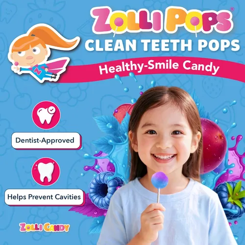 Miniatura 2 de Zollipops Clean Teeth Pops - Caramelos sin azúcar con xilitol, paletas sin colorantes, aptos para dieta keto y diabéticos, golosinas aprobadas por