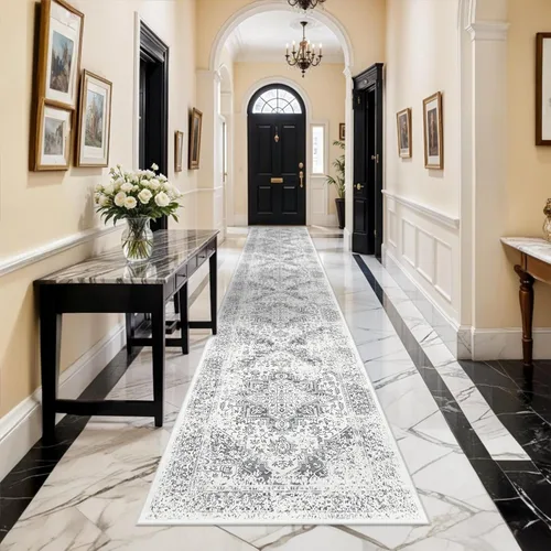 Miniatura 44 de Alfombra de área de entrada de 2 x 3 pies lavable - Alfombra de entrada pequeña neutra, alfombra de cocina, alfombra de pasillo vintage suave