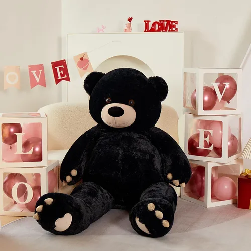Miniatura 5 de MorisMos Oso de peluche gigante de 5 pies, 59 pulgadas, oso de peluche negro grande para decoración de fiesta de baby shower, regalo de animal