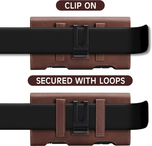 Miniatura 4 de BECPLT Funda Holster de Cuero Tipo Bolsa para iPhone 17 Pro 17/16/15/14/13/12/11 Pro con Clip para Cinturón y Trabillas para Cinturón