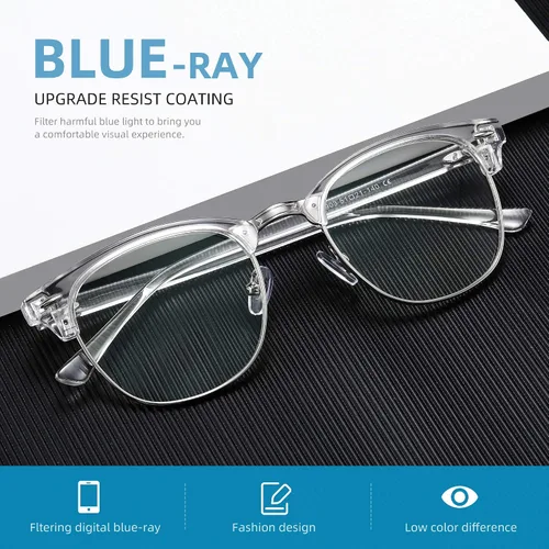 Miniatura 5 de Gafas de Luz Azul para Mujer/Hombre Gafas de Computadora de Luz Azul para Mujeres/Hombres A04-cristal marco plateado