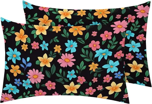 Miniatura 8 de Juego de 2 fundas de almohada retro de los años 70 de tamaño estándar, fundas de almohada de microfibra suave y transpirable con cierre de sobre