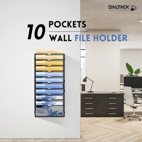 Miniatura 2 de DALTACK Organizador de archivos de pared de 10 niveles, organizador de archivos colgante para carpetas de papeles, portapapeles, revistas