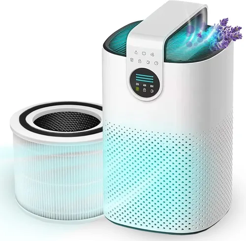 HEPA-13 Purificador de aire con difusor de aceite esencial, para el hogar, habitación grande de hasta 1120 pies cuadrados, resistente para alergias,