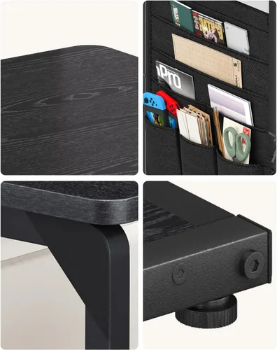Miniatura 9 de Bandejas de TV con pedestal de madera para comer en mesas de sofá que se deslizan por debajo, mesa auxiliar en forma de C, mesa auxiliar para sofá