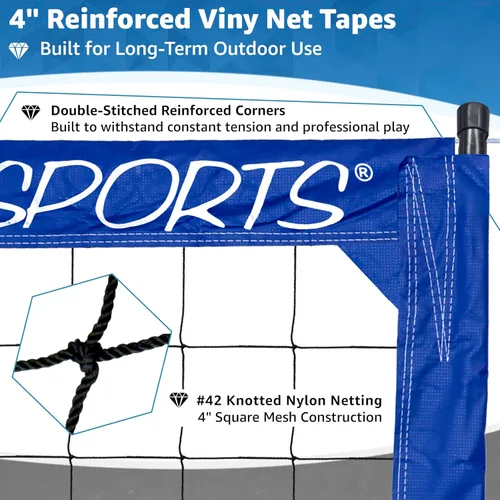 Miniatura 4 de Park & Sun Sports - Red de voleibol profesional para interiores y exteriores con cable de acero superior e inferior, azul, talla única