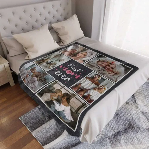 Miniatura 2 de DayOfShe Best Mom Ever Gifts - Manta de fotos personalizada para regalos de madre, mantas personalizadas para la mejor manta de mamá