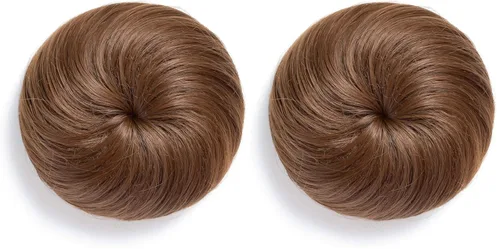Miniatura 20 de Onedor Extensión de Cabello de Fibra Sintética Chignon Donut Moño Peluca (2# - Marrón Oscuro)