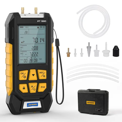 Miniatura 10 de AUTOOL Probador de Presión de Gas Manómetro, Manómetro Digital HVAC, Medidor de Presión de 6 Unidades Diferencial de Doble Puerto -101 a 200Kpa