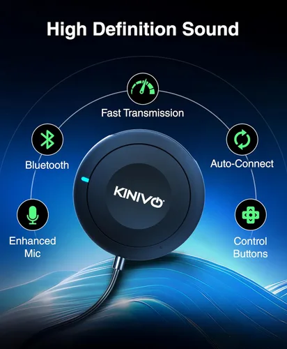 Miniatura 2 de Kinivo BTC450 juego de entrada auxiliar Bluetooth, manos libres, para autos (3,5 mm) - Admite AptX