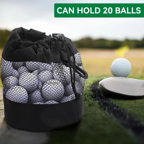 Miniatura 5 de JJUNW 2 bolsas de almacenamiento para pelotas de golf, bolsas de malla de nailon para pelotas de golf, bolsa de golf, organizador de bolsas de golf