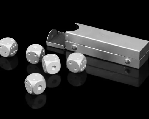 Miniatura 4 de DS. DISTINCTIVE STYLE Dados de aleación de aluminio 5 piezas 16 mm, dados de metal portátiles con estuche, dados de 6 caras para juego de fiesta