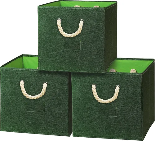 Miniatura 11 de SIMPLE HOUSEWARE Cubo de almacenamiento de 13 pulgadas con asas trenzadas, paquete de 3, color beige