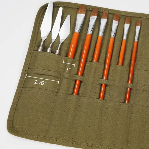 Miniatura 6 de ECHSRT Soporte para pinceles de pintura, estuche enrollable de almacenamiento para acuarelas acrílicas al óleo, soportes y organizadores, 30 Verde